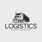 Black Flat Illustrative Logistics Services Logo